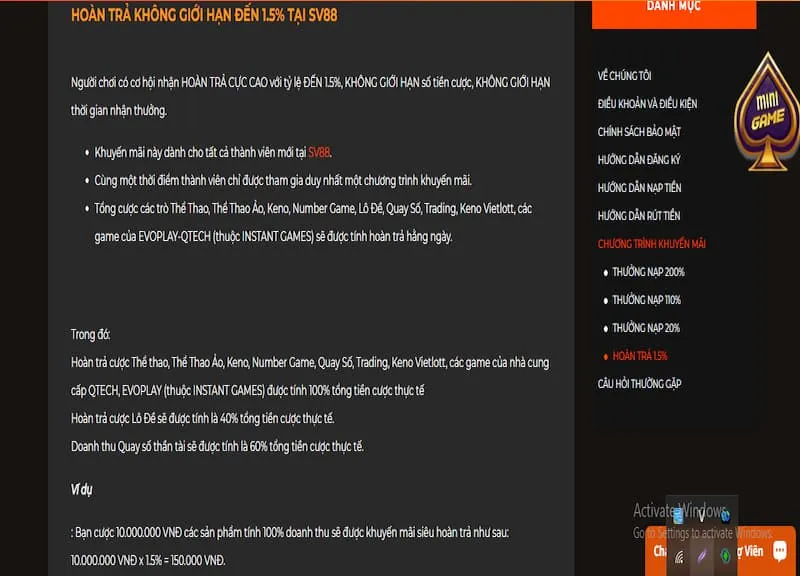 hoàn trả cược